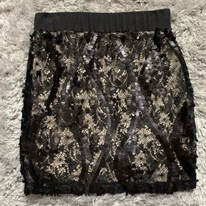 Sequined Black Pencil Skirt